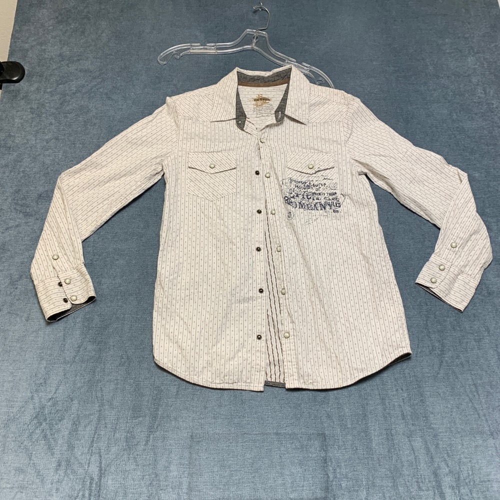 Epic Threads Western Shirt Mens L White Cotton Geometric Long Sleeve Pearl Snap